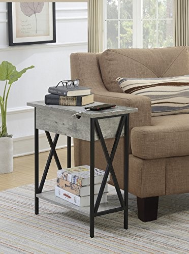 CONVENIENCE CONCEPTS TUCSON ELECTRIC FLIP TOP END TABLE – BARNWOOD/BLACK