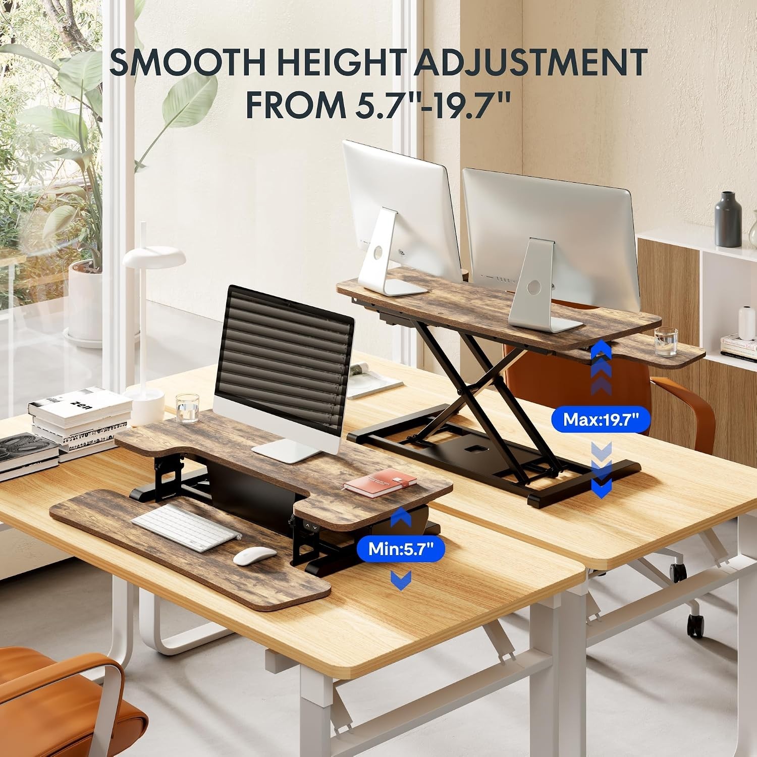 Polished Rustic 35″ Electric Standing Desk Riser – Easy Assembly & Durable Build