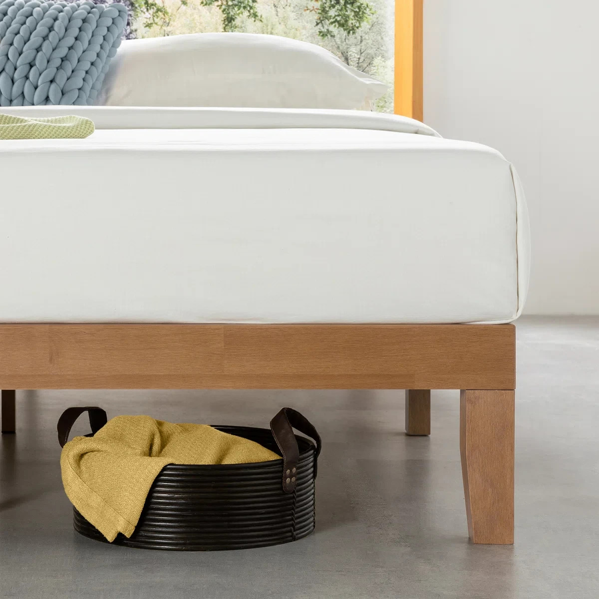 King Platform Bed Solid Wood Scandinavian Natural Minimalist Mid Century Modern
