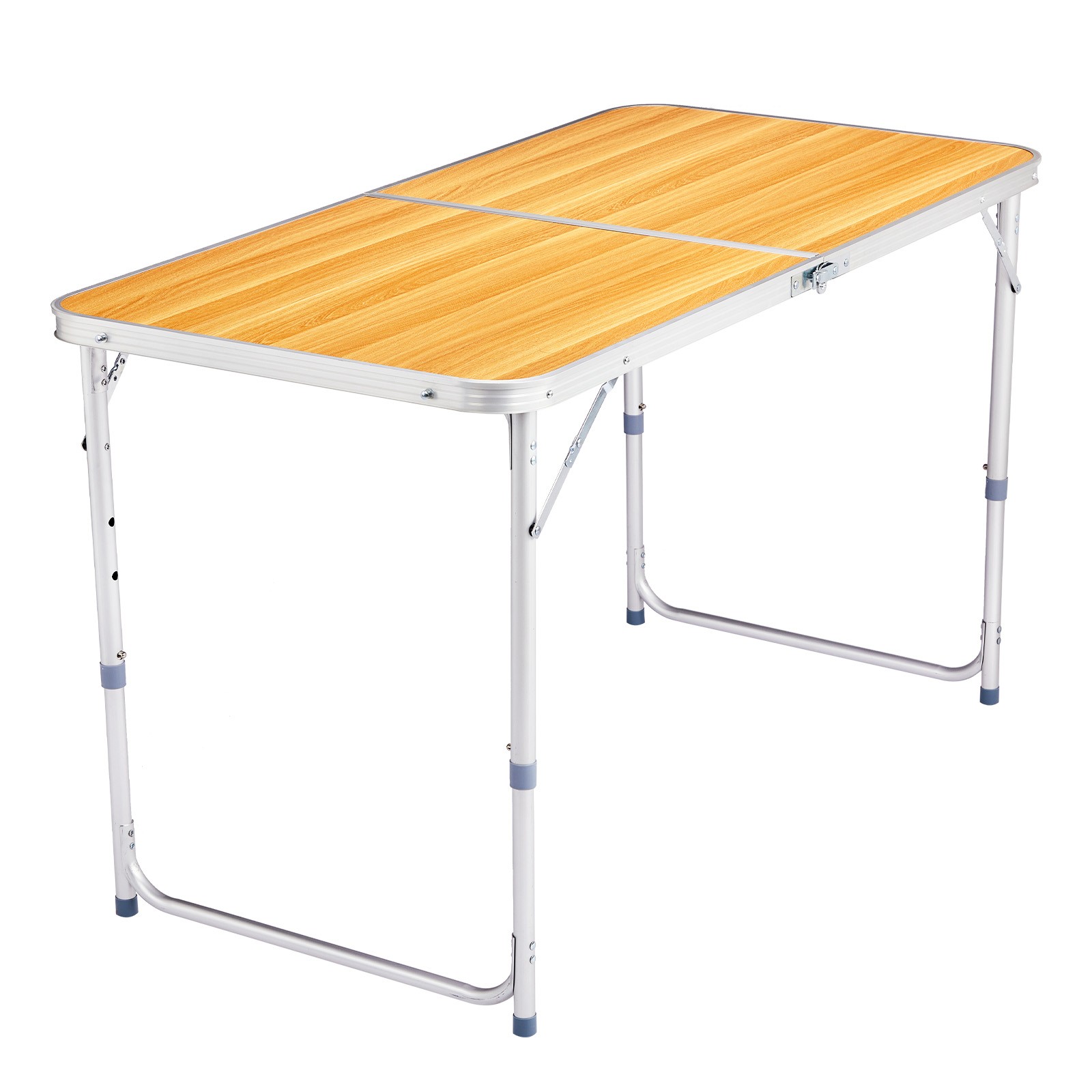 4Ft Portable Multipurpose Folding Table wood grain color