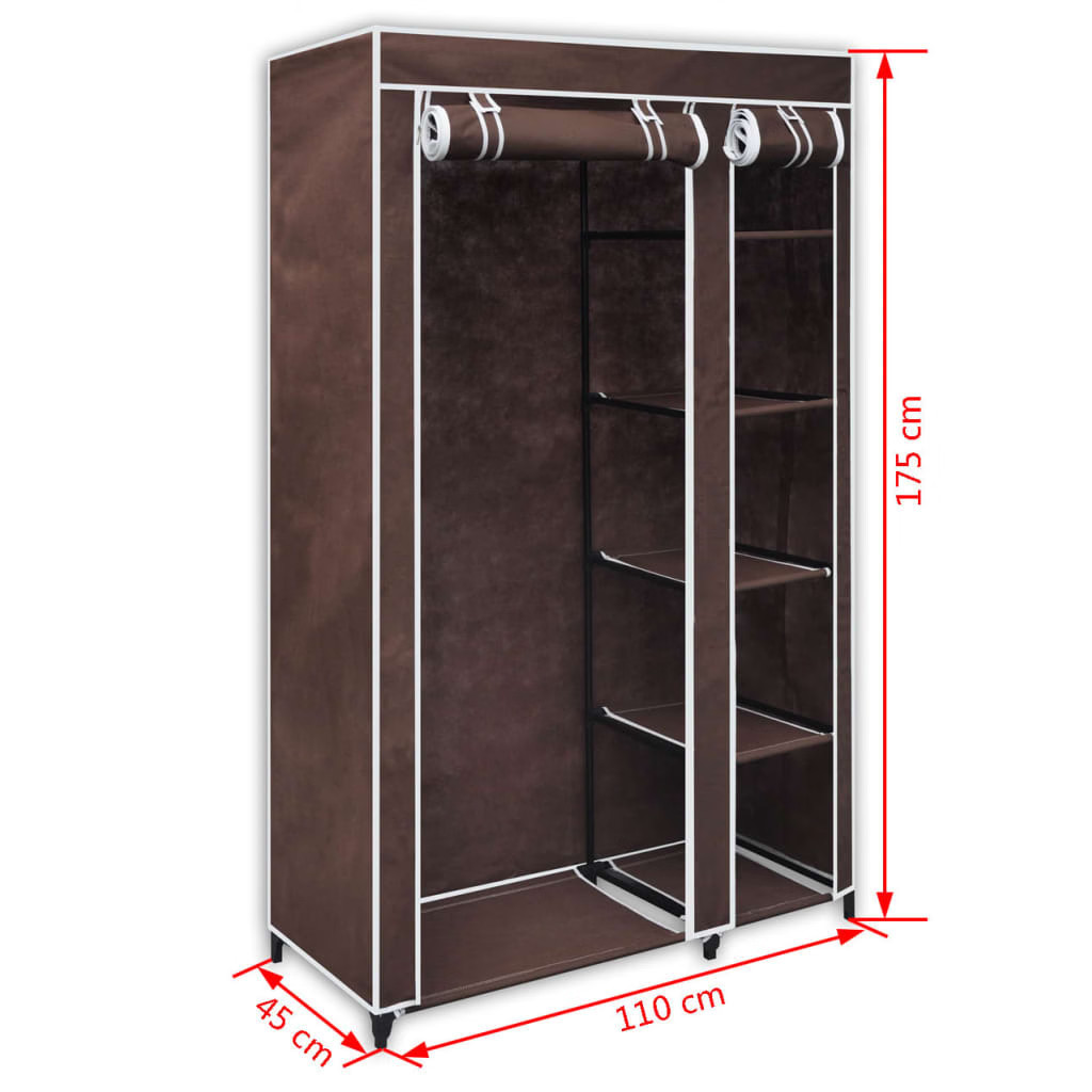 Folding Wardrobe Brown Polypropylene fabric, Steel tubes Medium