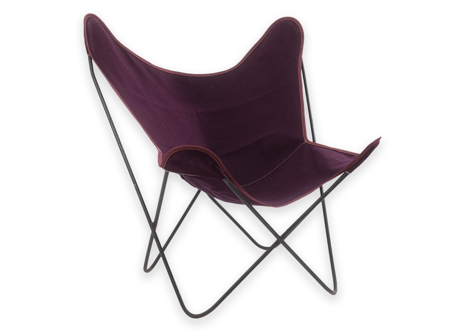Original Vintage Butterfly Chair Black Metal Frame w New Purple Fabric Cover