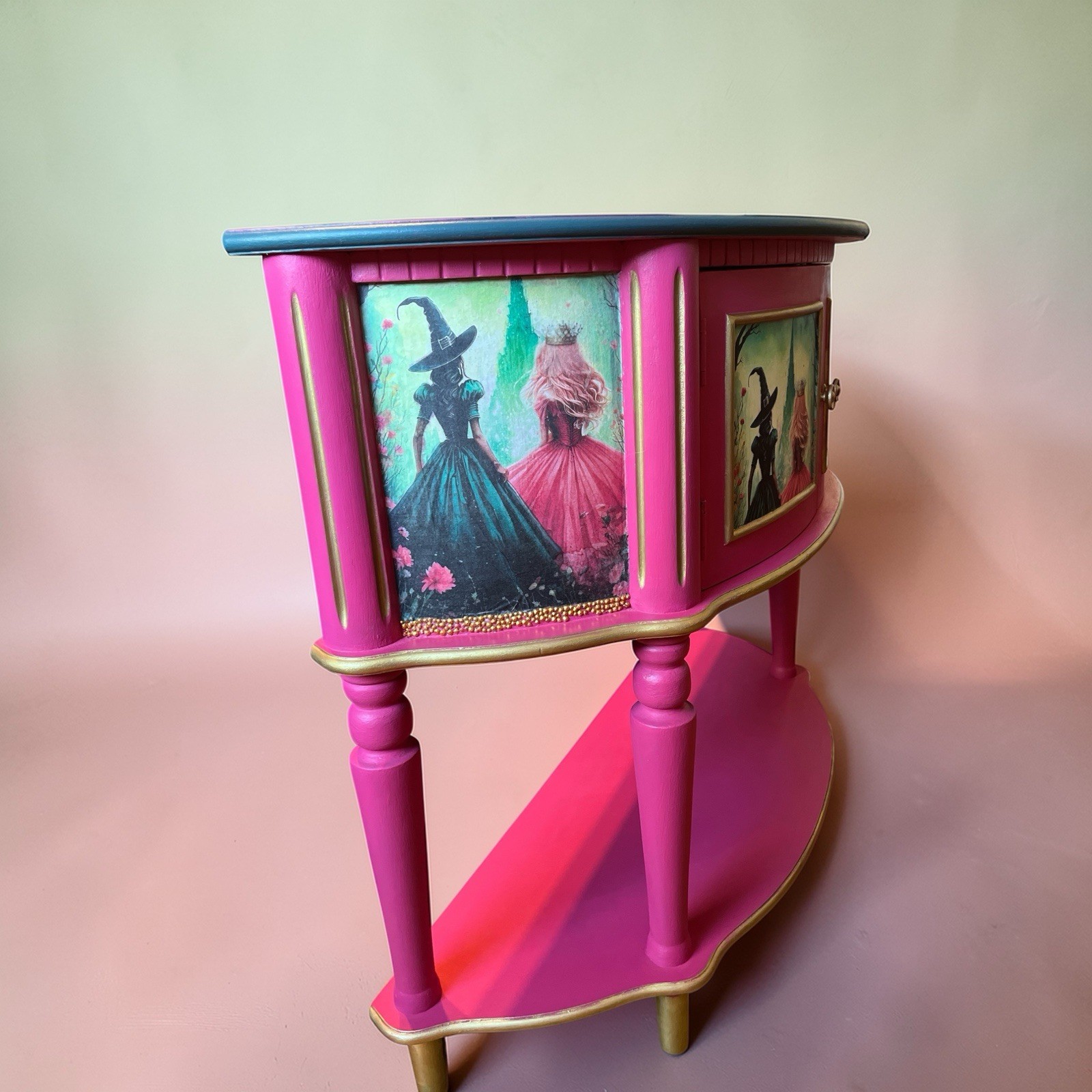Hand Painted Console Table Cabinet With Wicked Theme