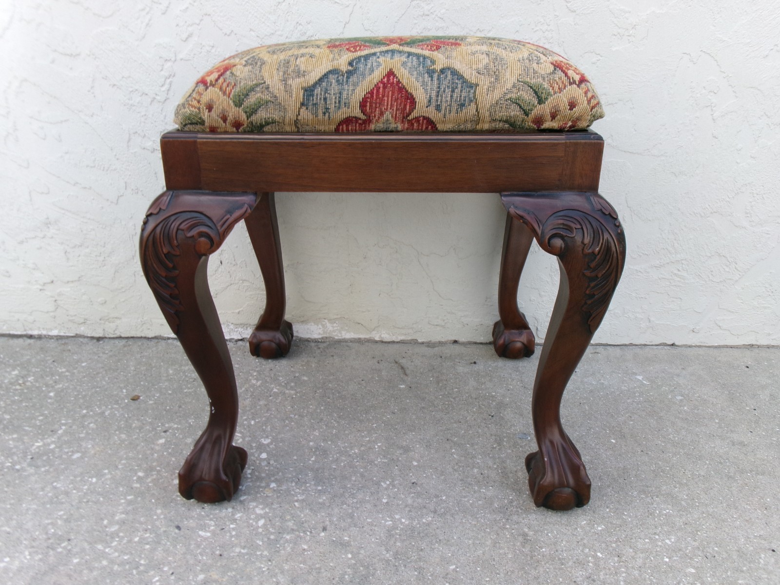 Ball & Claw Lion Feet French Vanity Stool Seat Bench Cabriole Louis XVI Regency