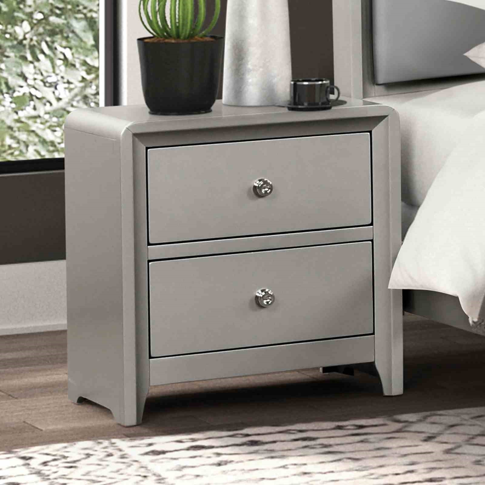 Champagne Finish 1pc Nightstand Nickle Finish Hardware Central Metal Glide