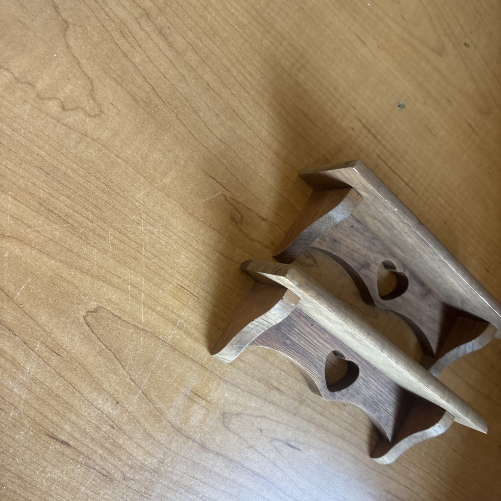 Vintage Mini Wood Shelves with Heart Cut Out Set Of 2 Grannycore Country Cottage