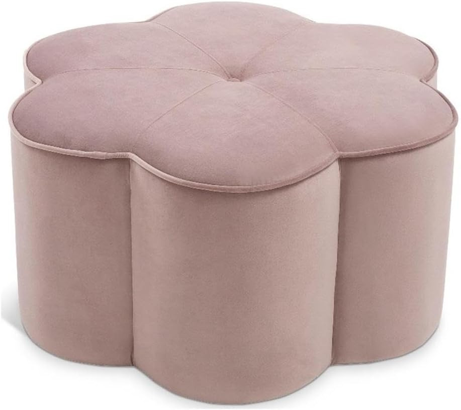 Daisy Collection Pink Velvet Flower Ottoman – Modern 32″ x 32″ x 16.25