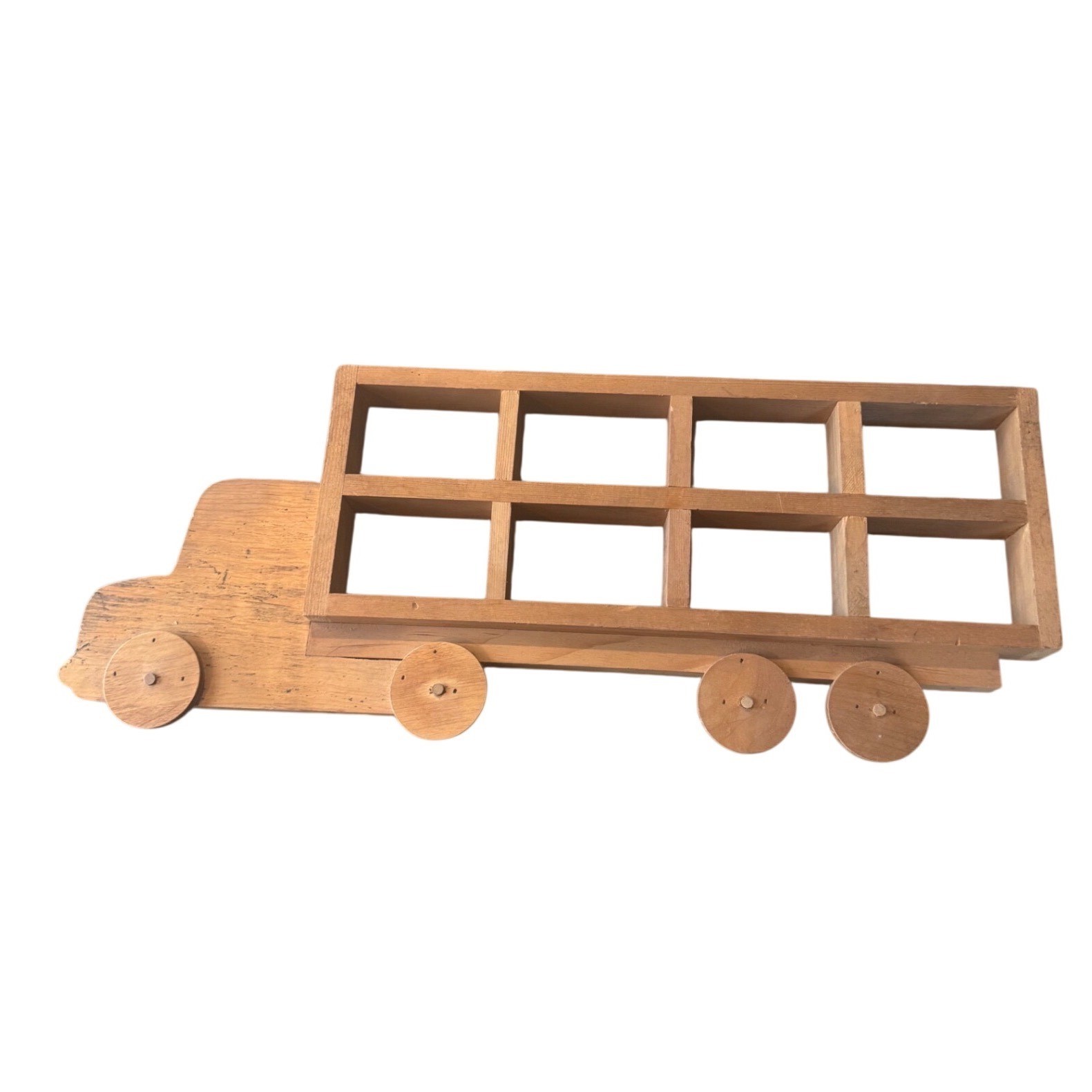 Vintage Wooden Handmade Semi Truck Wall Display Shelf Shadow Box 22in car Brown