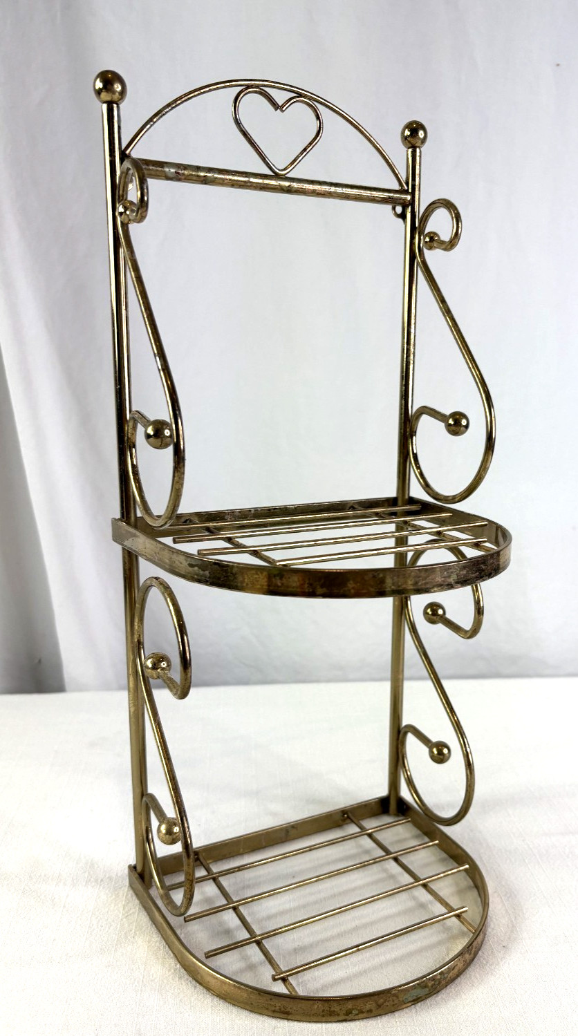Vintage Gold tone Metal Shelf 15.5″ x 6.5″