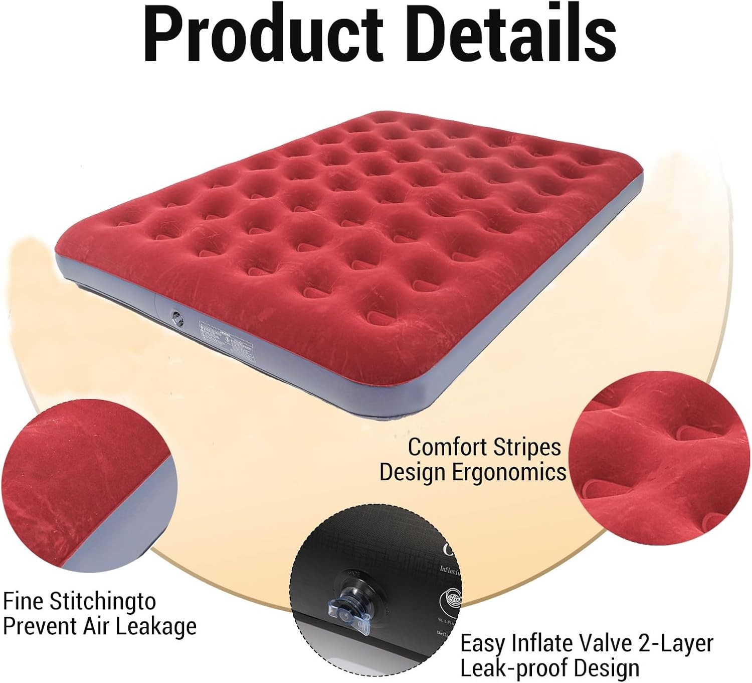 Queen Size Double Camping Air Mattress Bed with Air Pump | 80″x 60″Thickened …