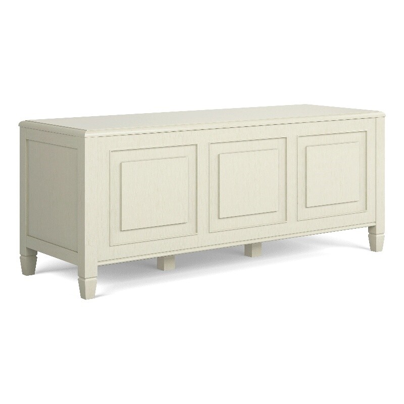 Connaught SOLID WOOD 51″ Wide Traditional Storage Bench Trunk in Antique White