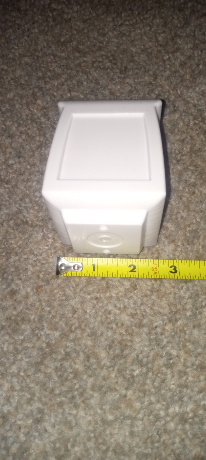 Off white plastic furniture legs. Square (cube) shape. 3.5 inches hi. 2.5 wid