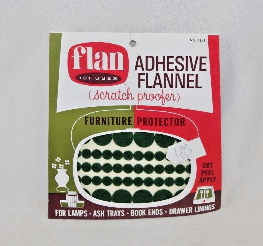 Vintage NOS 1970s FLAN Adhesive Flannel Scratch Proofer Furniture Protector