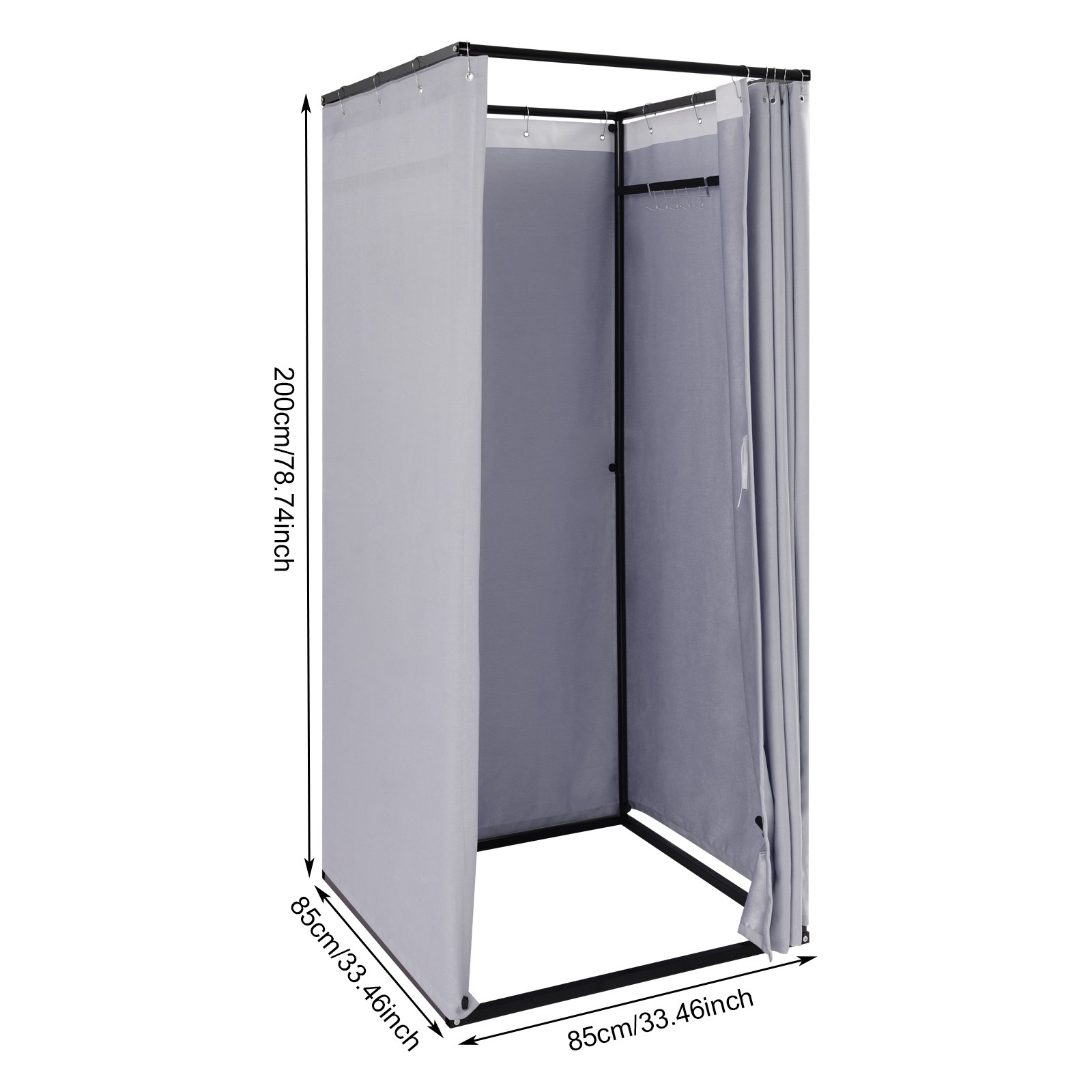 33.46*33.46*78.74in Modern Portable Fitting Room Changing Room with Curtain