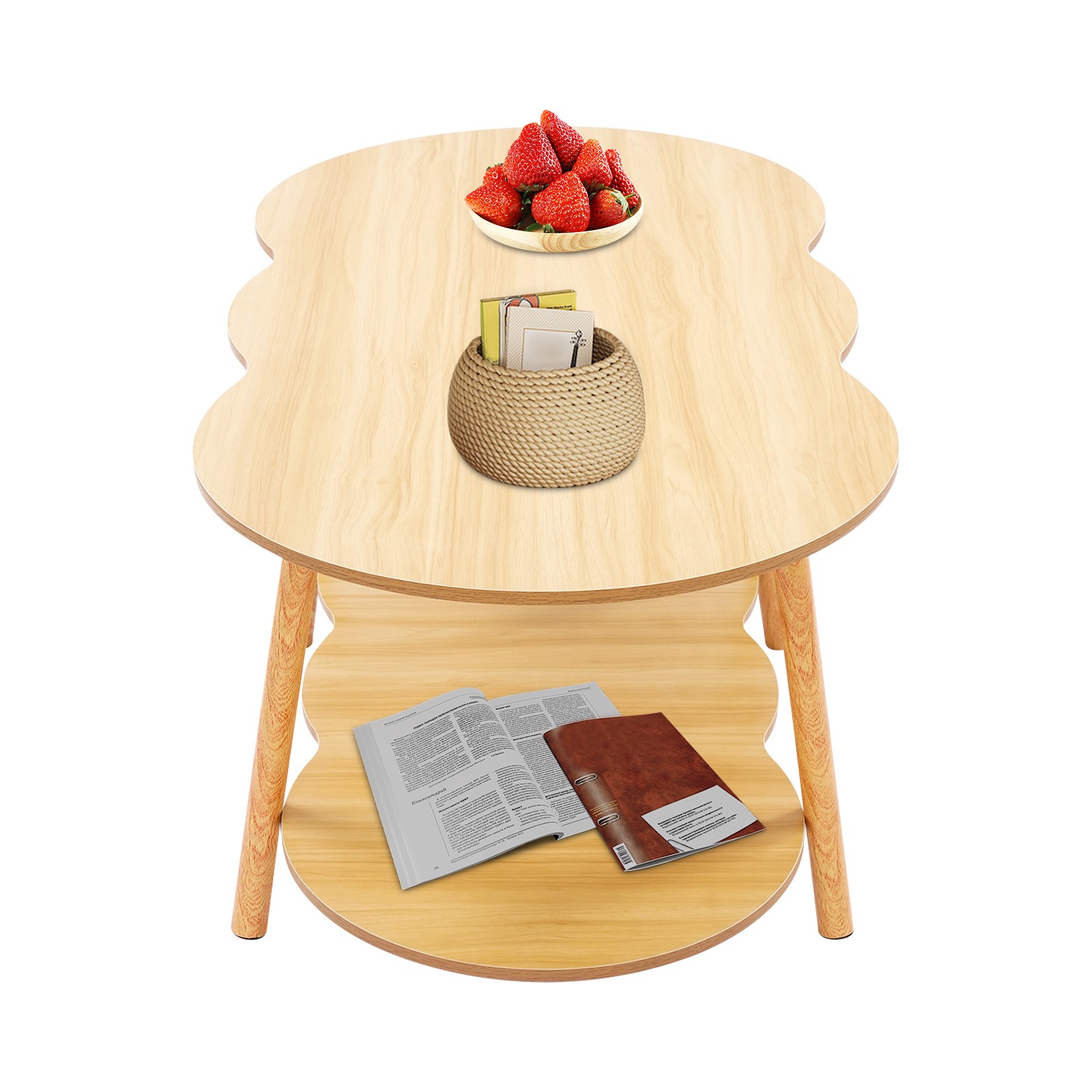 2-Tier Sofa Table Max 66.14 lbs Cloud Shape End Table 19.7in H Coffee Table