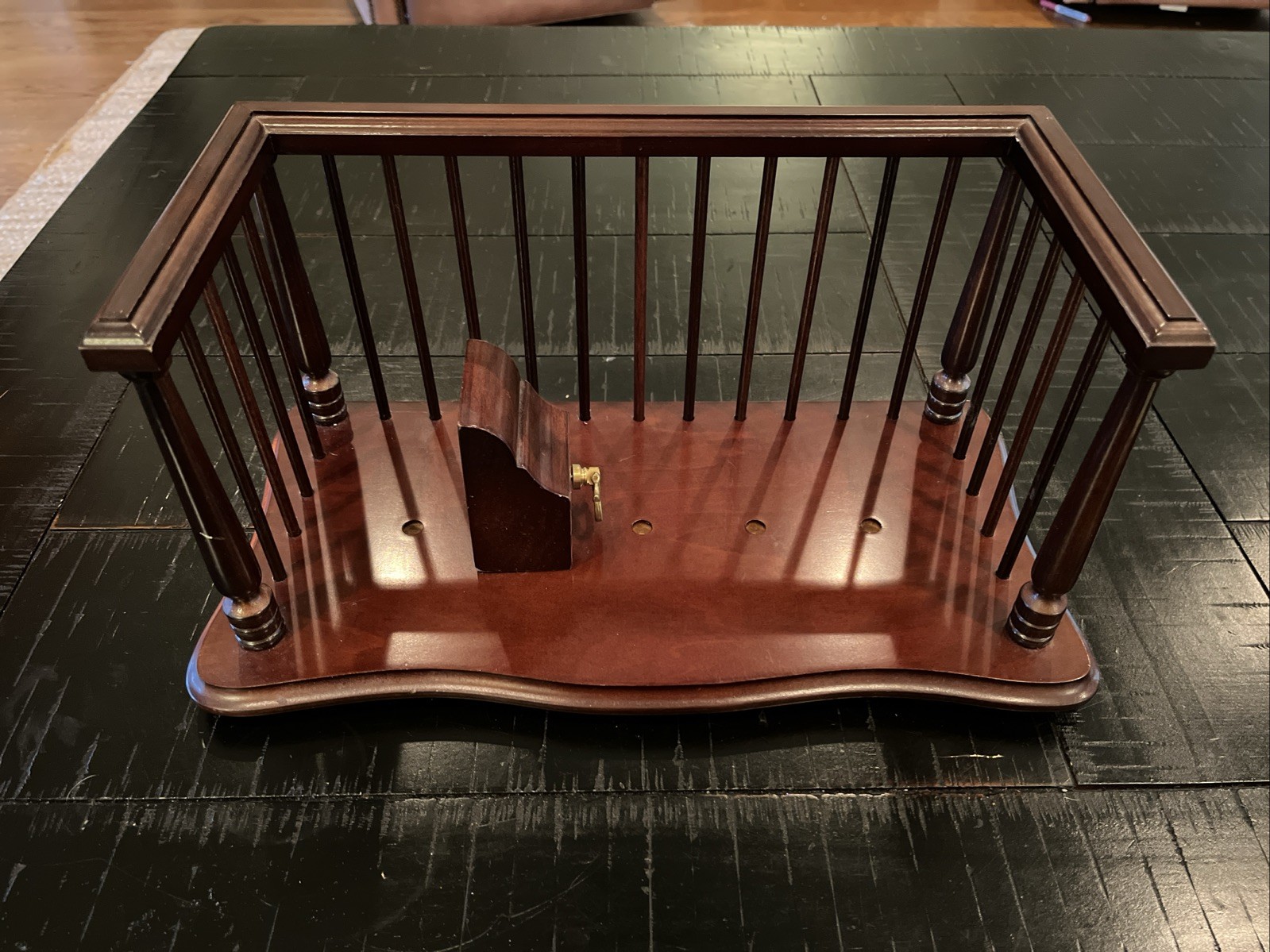 The Bombay Company Desktop Book Shelf Organizer Wood Fiddle Rails Dark Mahogany