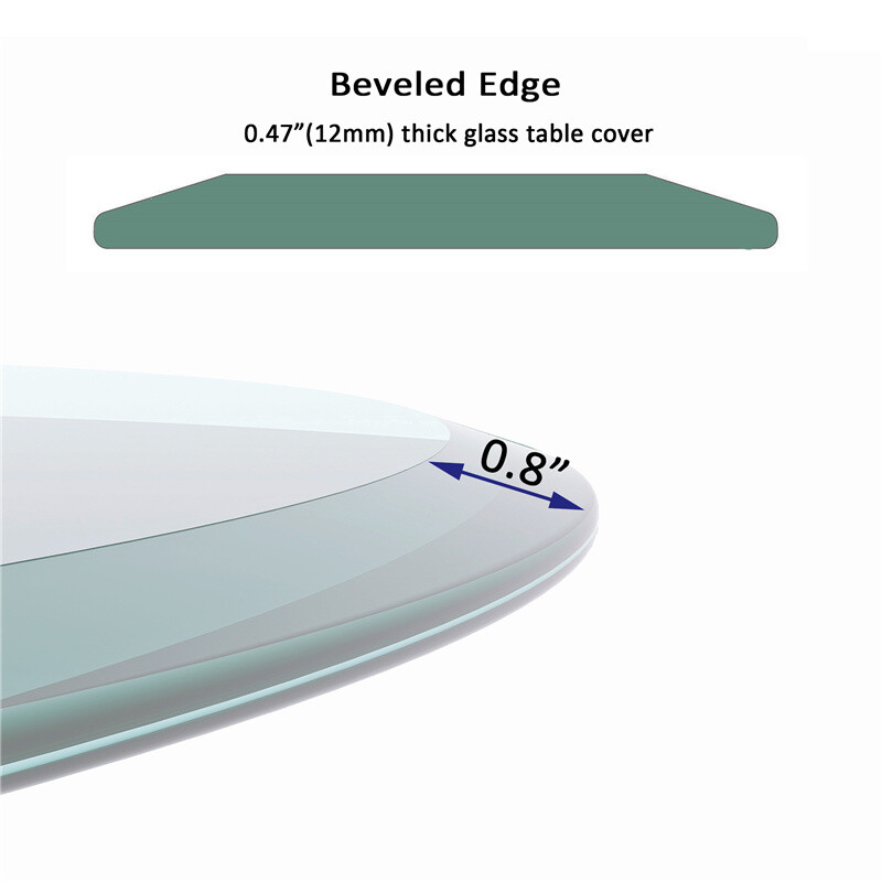 24″-36″ Inch Round Tempered Glass Table Top 1/2” Thick Beveled Polished Edge
