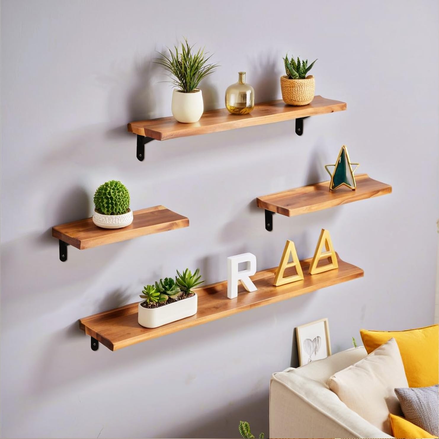 4 Pack Heavy Duty Shelf Brackets,5 in X 8 in Metal L Wall Mount Brackets