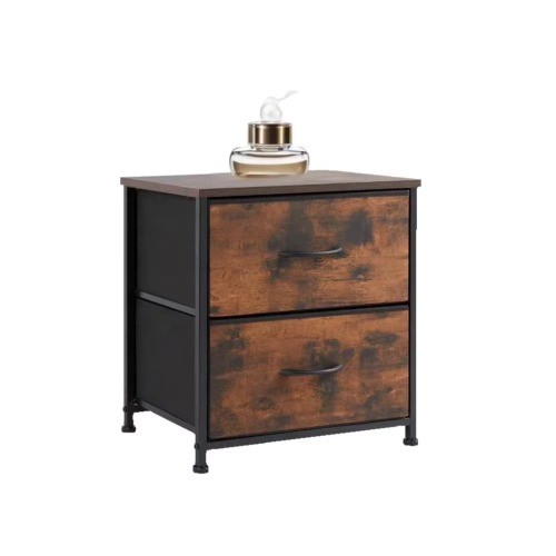 Nigtstand for Bedroom, Tall Chest Organizer with Fabric Bins, Steel Frame