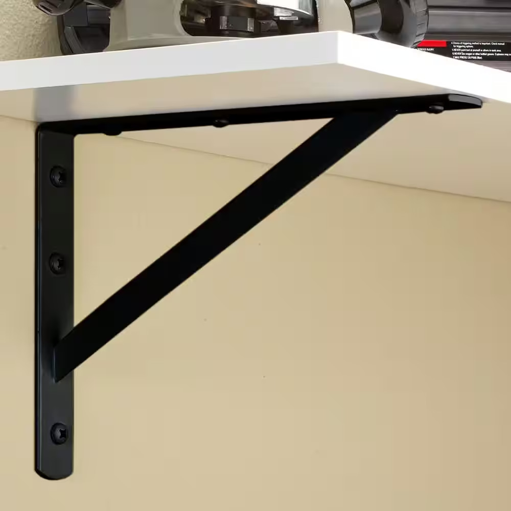 16 In. X10 In. Black Steel Heavy Duty Shelf Bracket