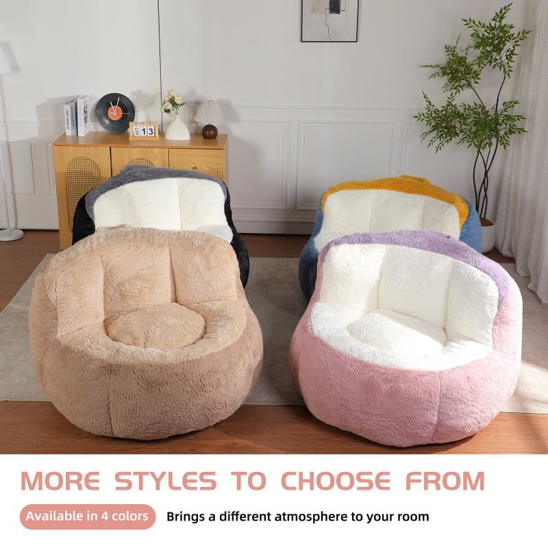 Oversized Multicolor Bean Bag Chairs Sofa Faux Fur Couches Filled Skin-Friendly