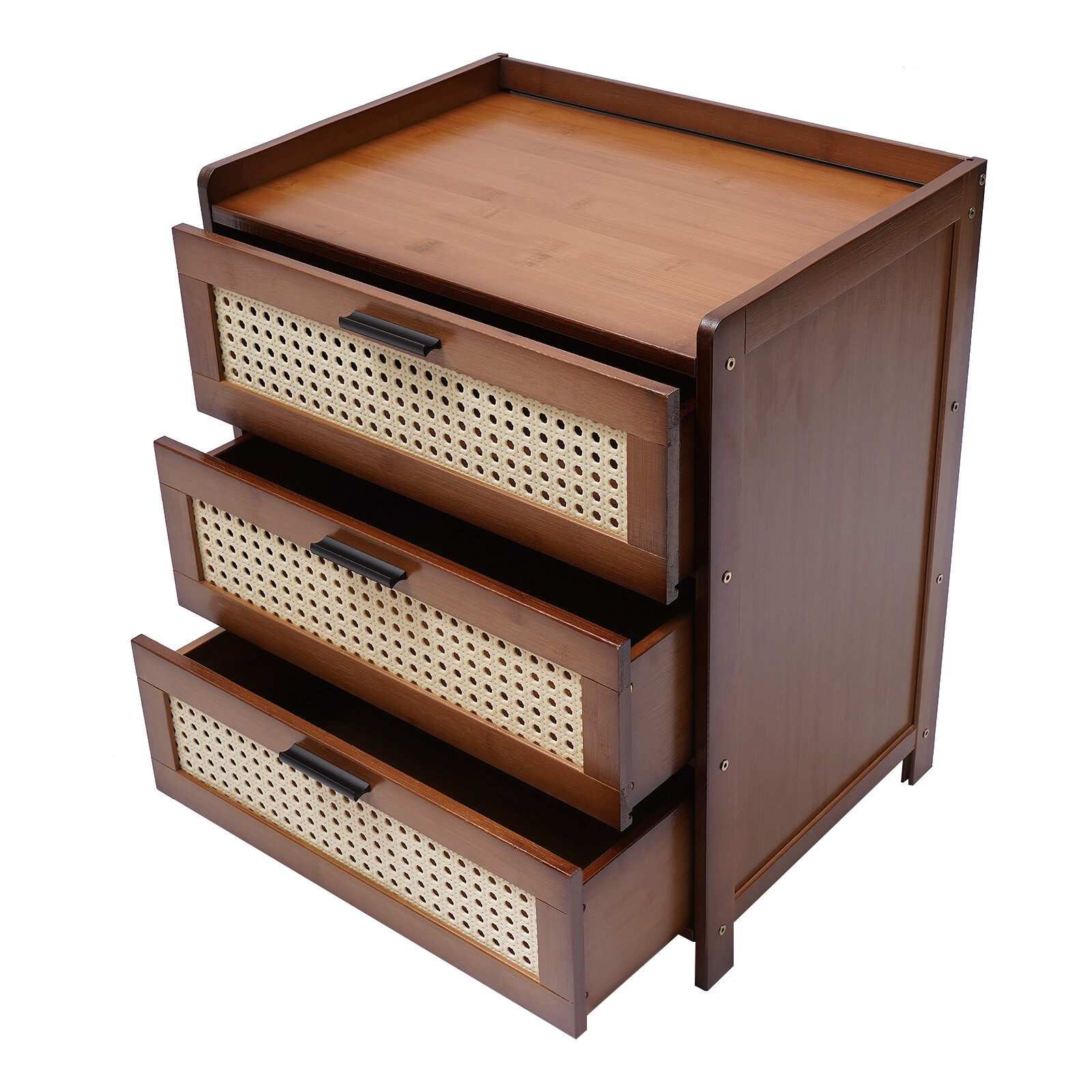 Wooden Nightstand Bedside Bedroom End Table with 3 Drawers Storage Shelf Stand??
