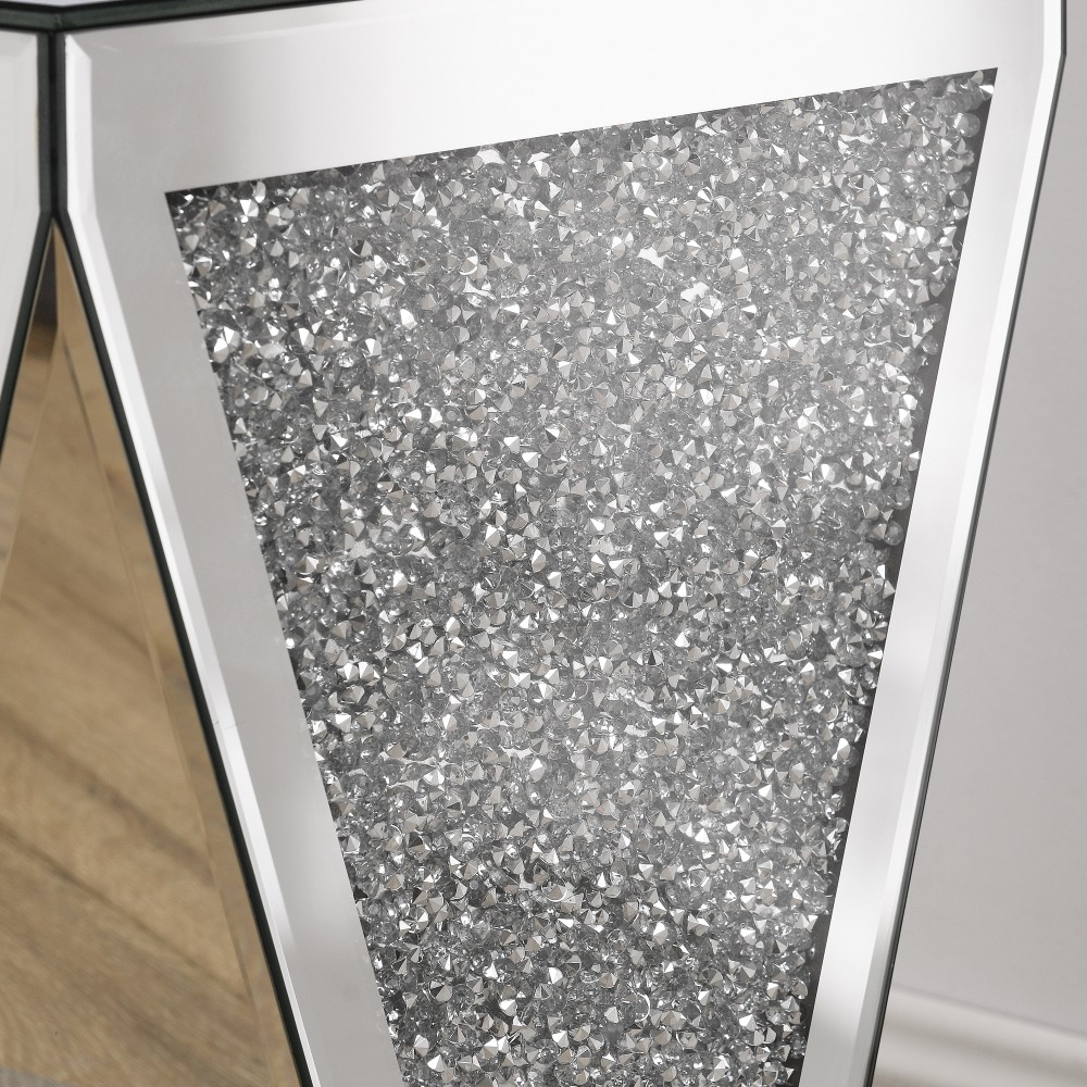 Inverted Triangle Mirrored Square Coffee Table Inlaid Coffee Table Smooth Edges