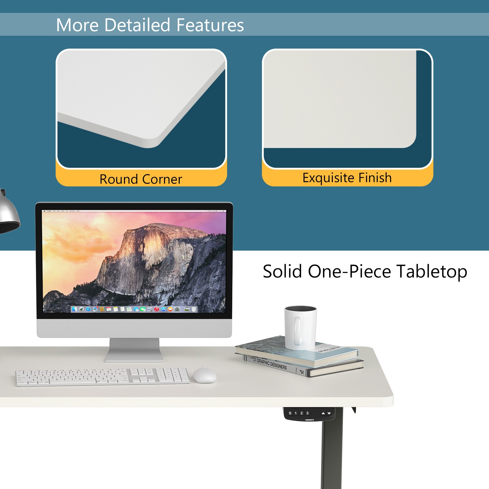Costway 48″x30″ Universal Tabletop for Standard & Standing Desk Frame White