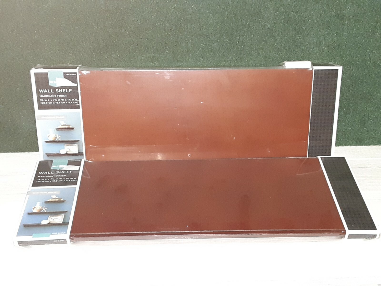 Mahogany Finish Hanging Shelves