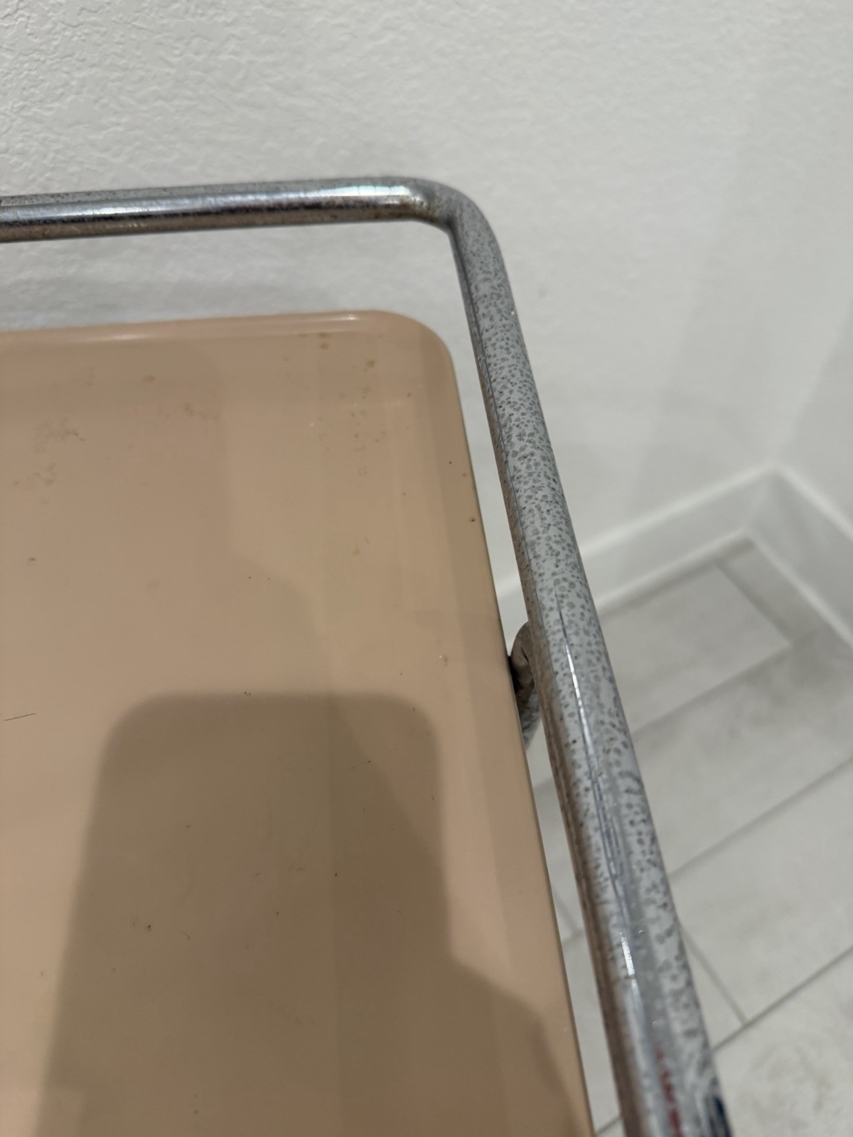 Vintage Cosco 3 Tier Cart Metal Rolling Bar Serving MCM Atomic Retro Beige Tan