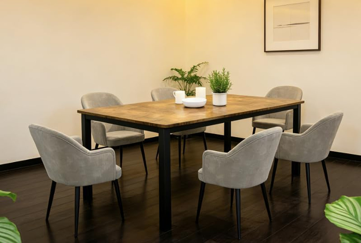 Sturdy Industrial Dining Table for 6-8, Perfect for Home or Restaurant Use