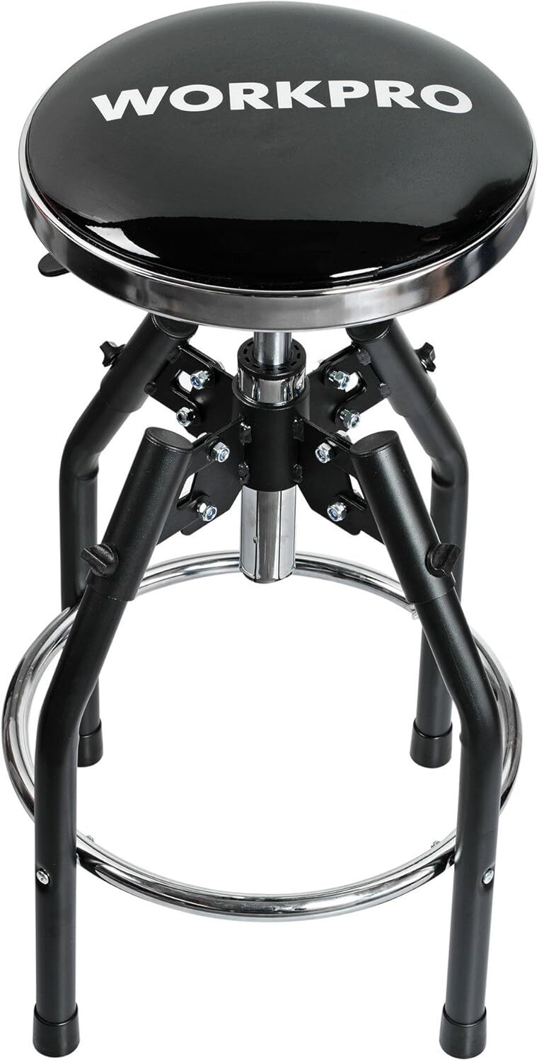 WORKPRO Heavy Duty Adjustable Hydraulic Shop Stool Garage Bar Stool 29in-33.86in