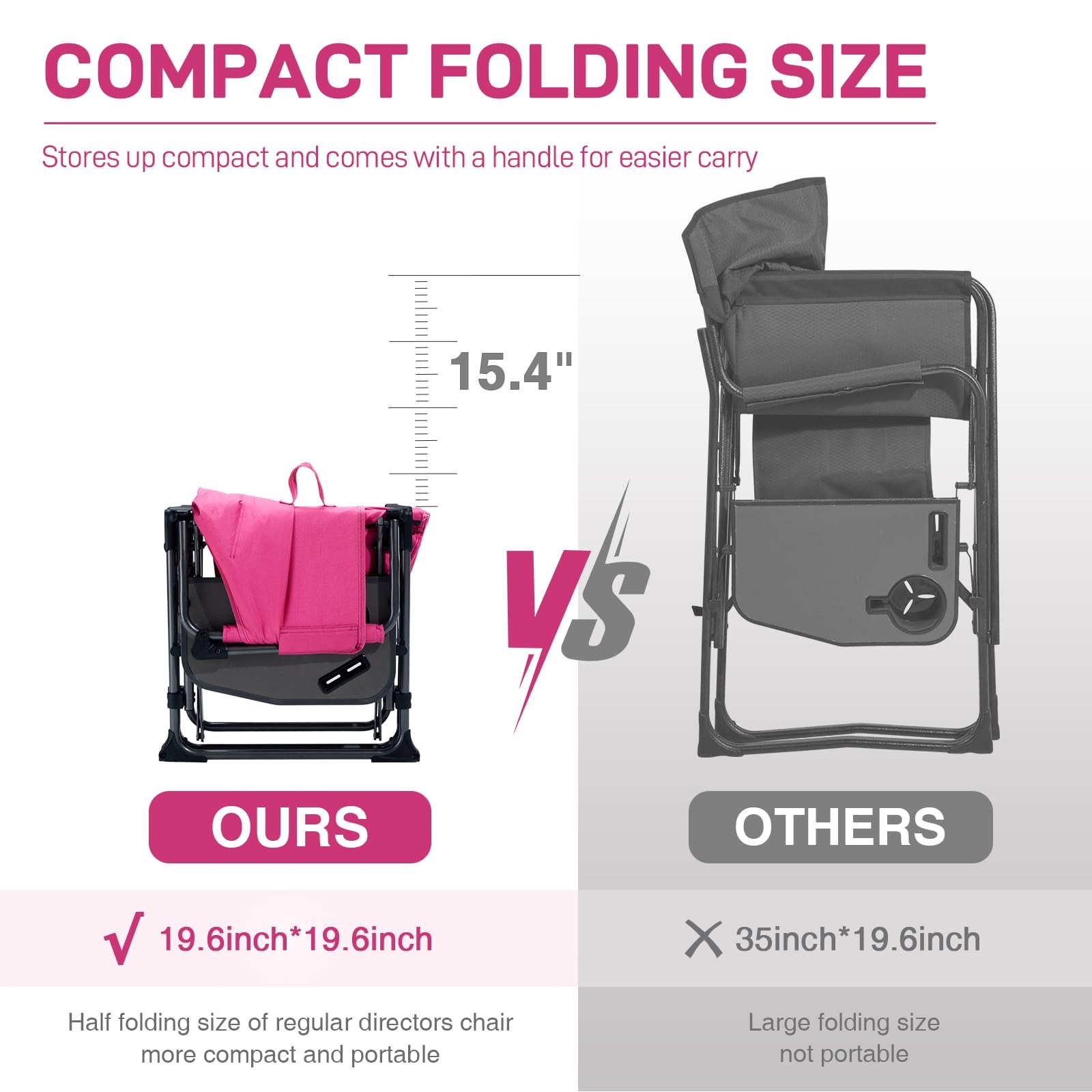 EVER ADVANCED Camping Directors’ 17 inches x 17.7 x 18.5 inches, Pink