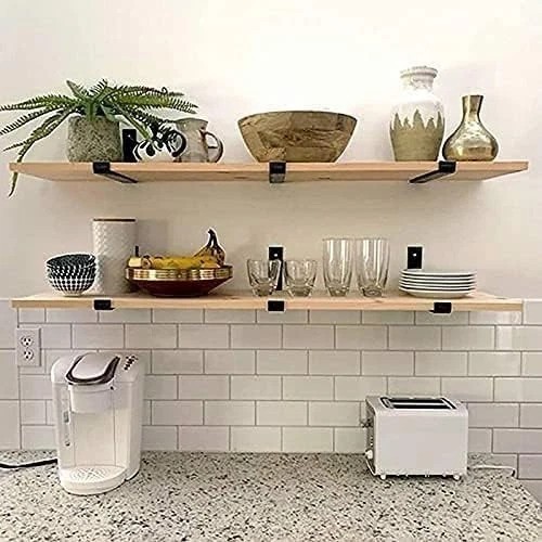 Easy Install 12-Inch Shelf Brackets – Matte Black Iron Package of 8 for Shelving