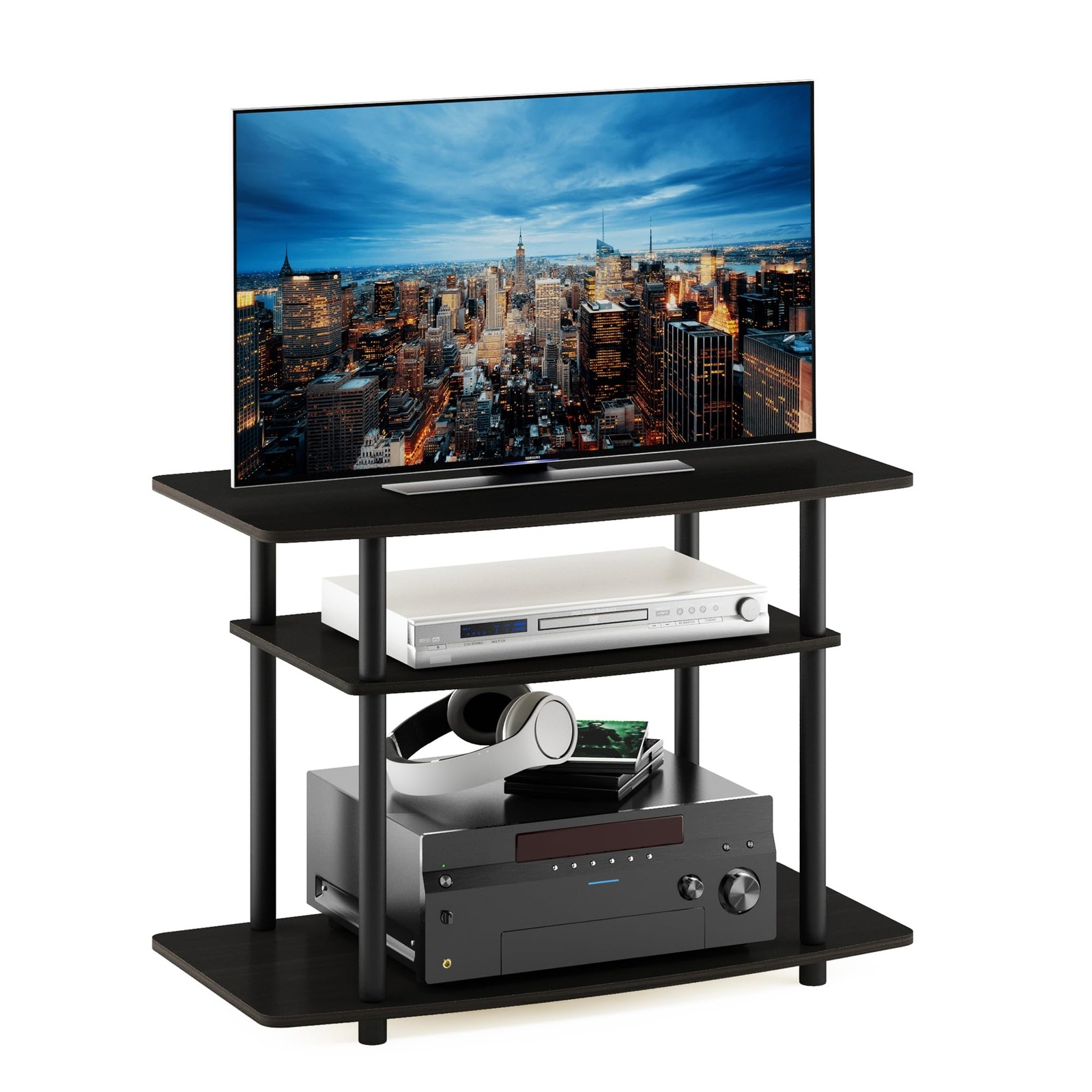 Furinno Turn-N-Tube No Tools 3-Tier Entertainment Center TV Stand for TV up to
