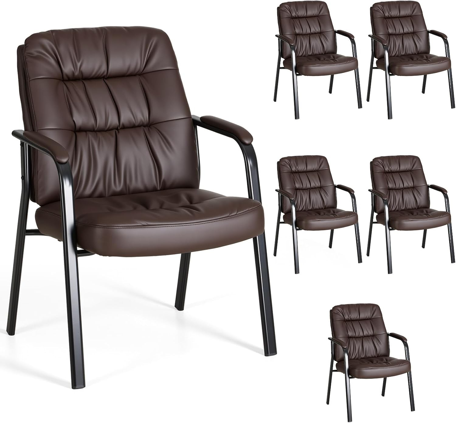 Waiting Room Chairs Guest Chair Faux Leather PU Leather Padded Armrest 500lbs