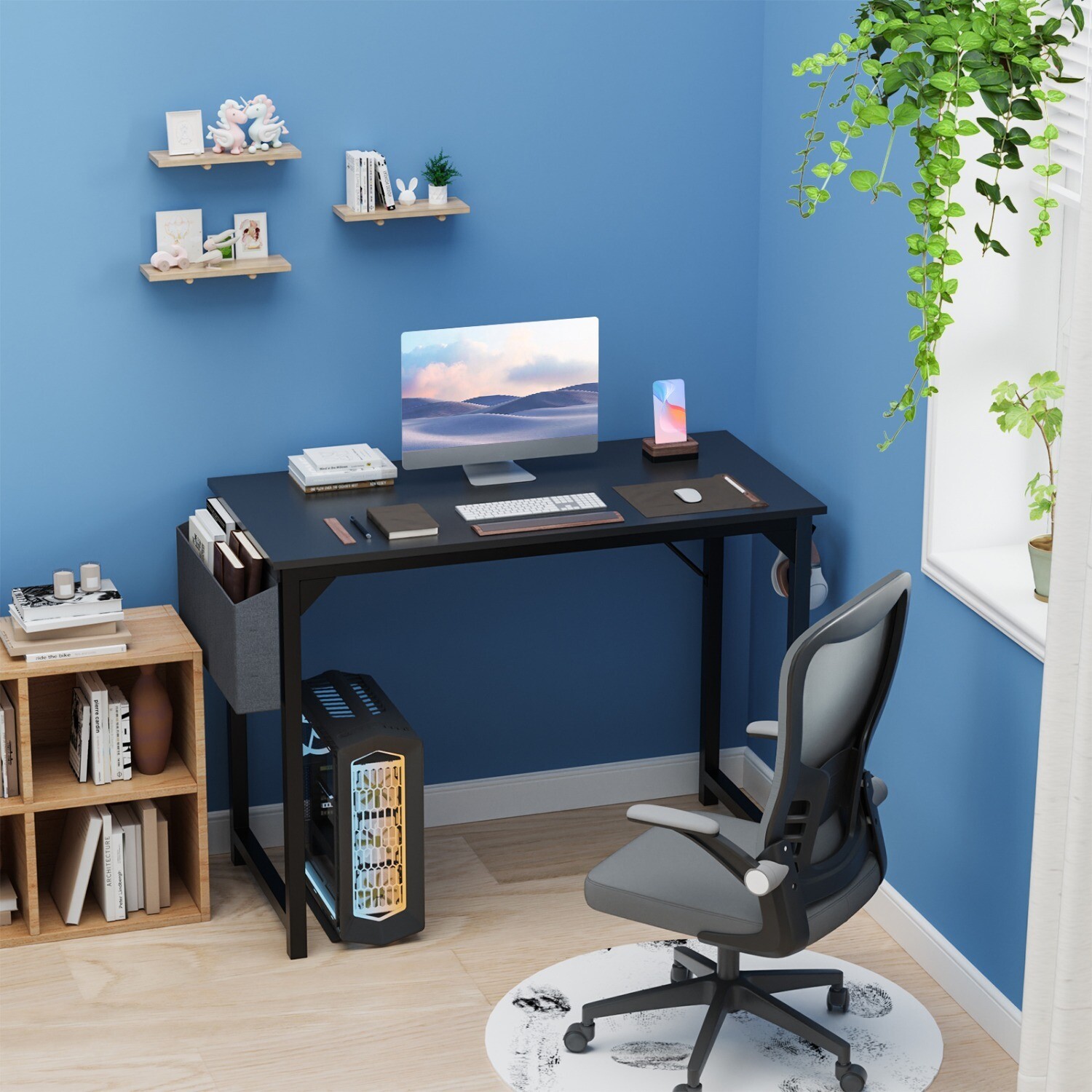 Modern Office Computer Desk with Storage Bag from 31~63 Inches Study Table
