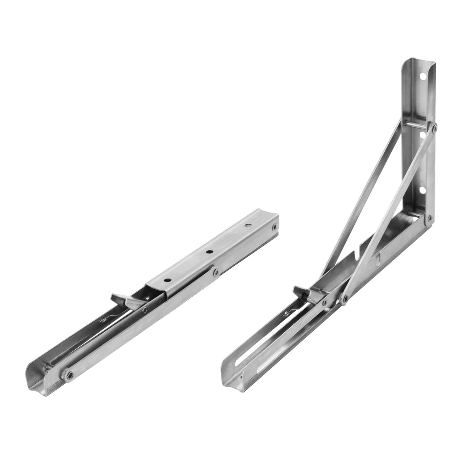 6 PCS 12 Inch Stainless Steel Folding Shelf Brackets Hinges 30×16.5 cm