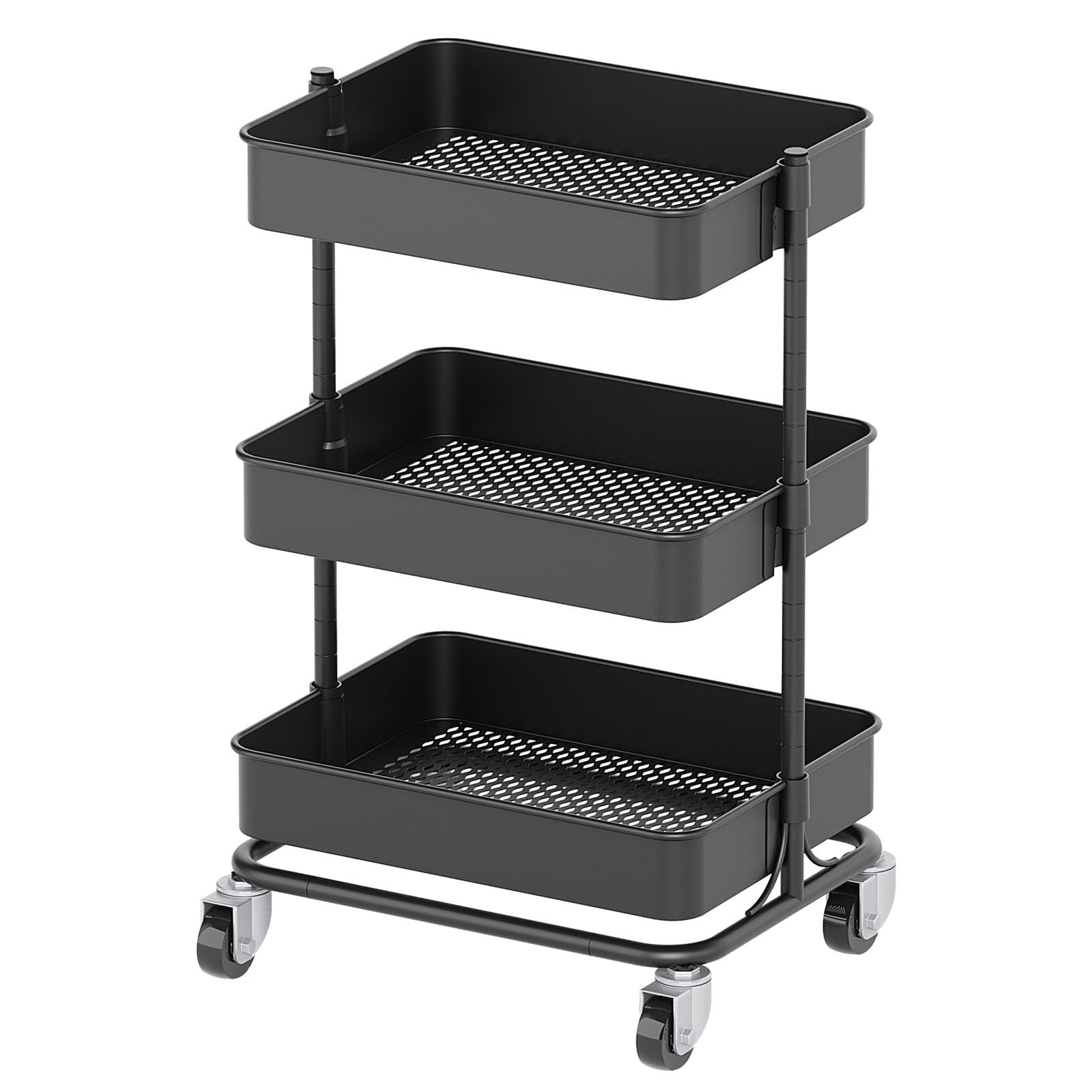 OrchidLeaf 3 Tier Modern Metal Rolling Tool Cart with Silent Casters, 15.35×11.8
