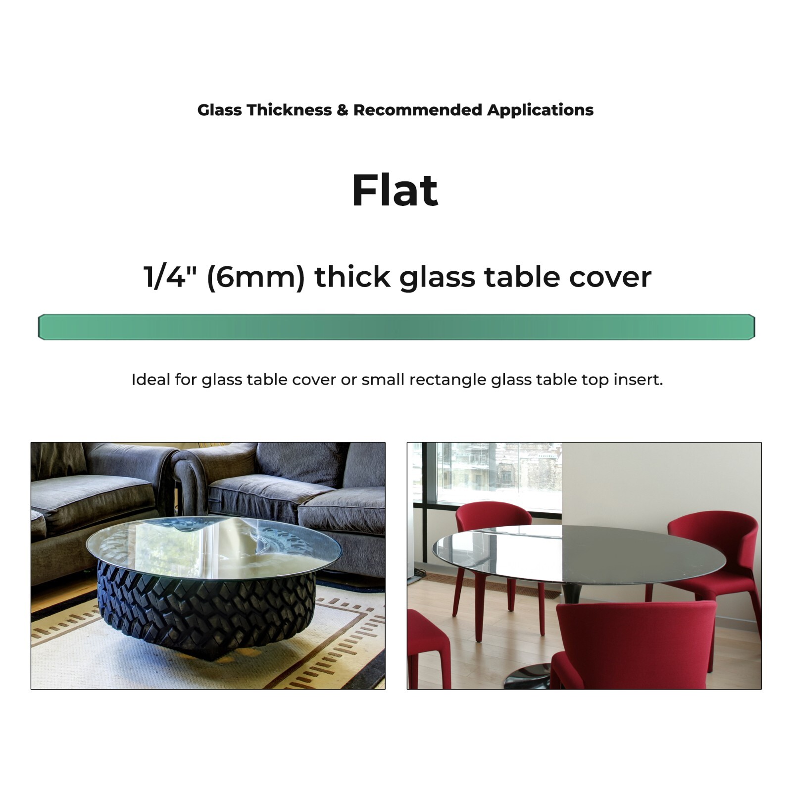Round Clear Tempered Glass Table Top 1/4″ (6mm) Inch Thick w/ Flat Polished Edge