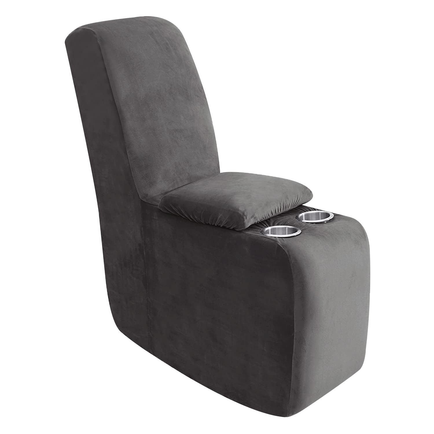 Dark Grey 7-Piece L Shape Sectional Reclining Velvet Sofa Cover Set