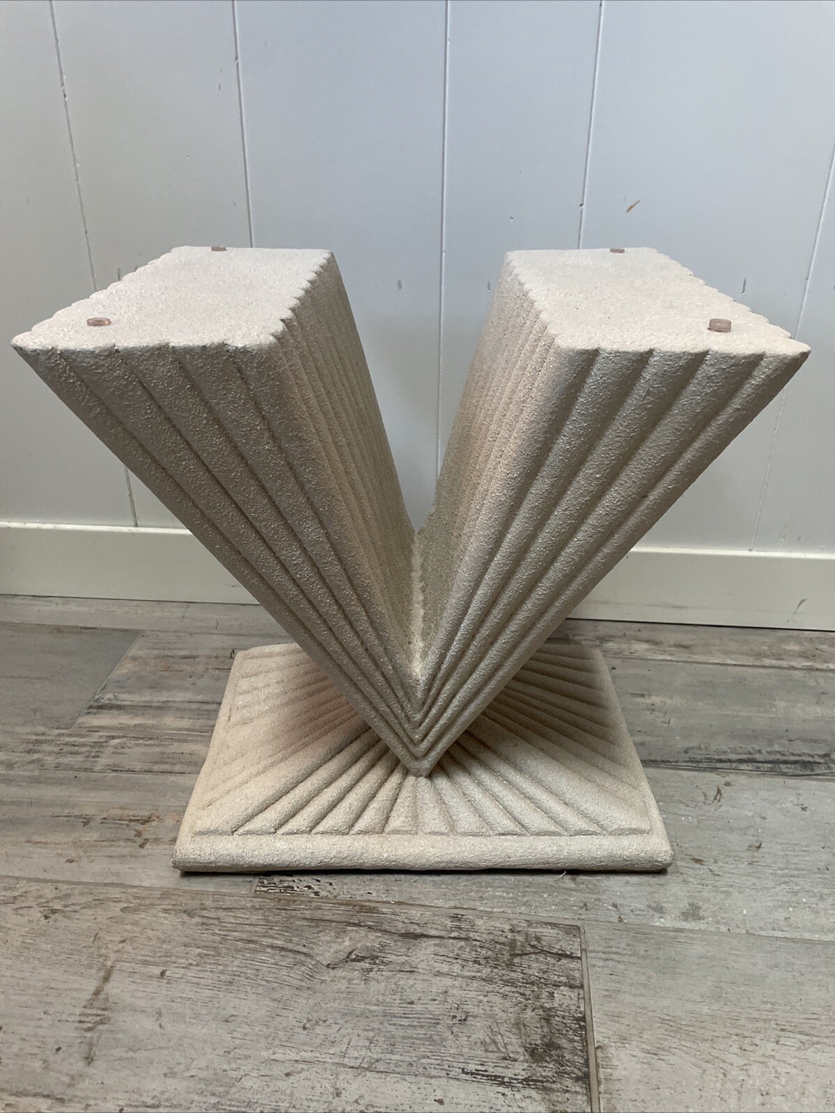 1980s Postmodern Geometric Plaster Console Table With Glass Top