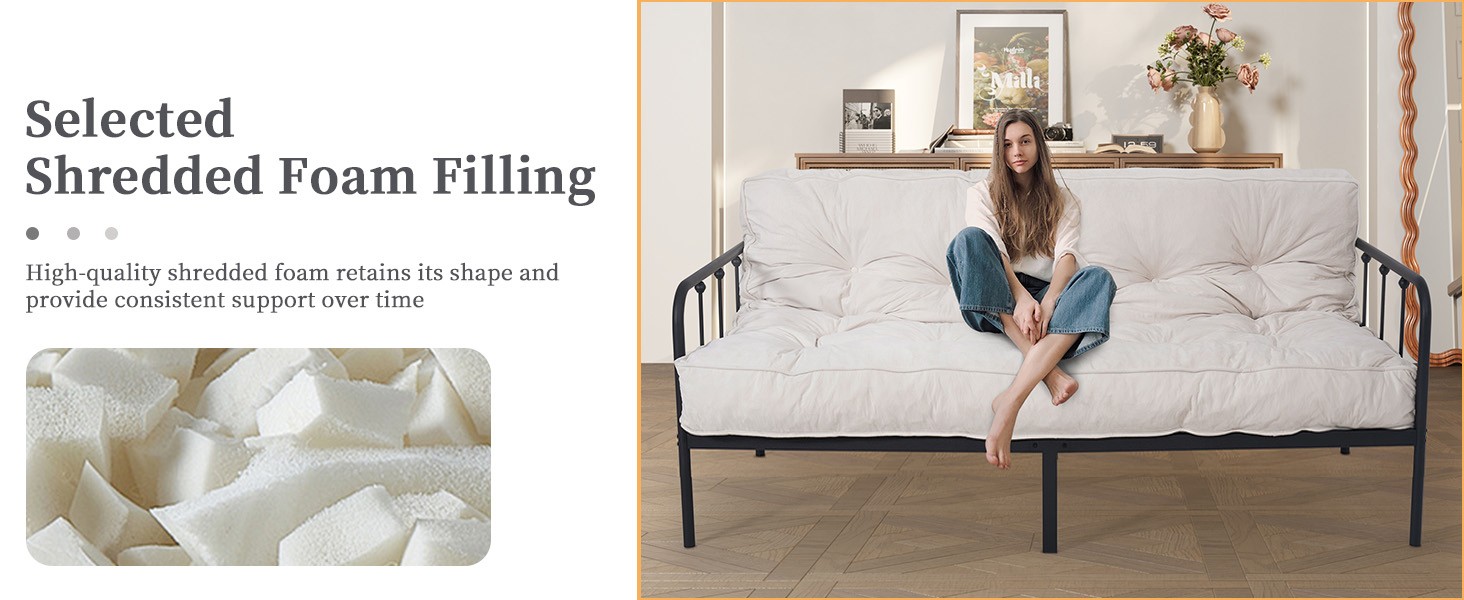 8” Full Size Futon Mattress Sofa Bed, Extra Thick Foldable Floor Mattress,