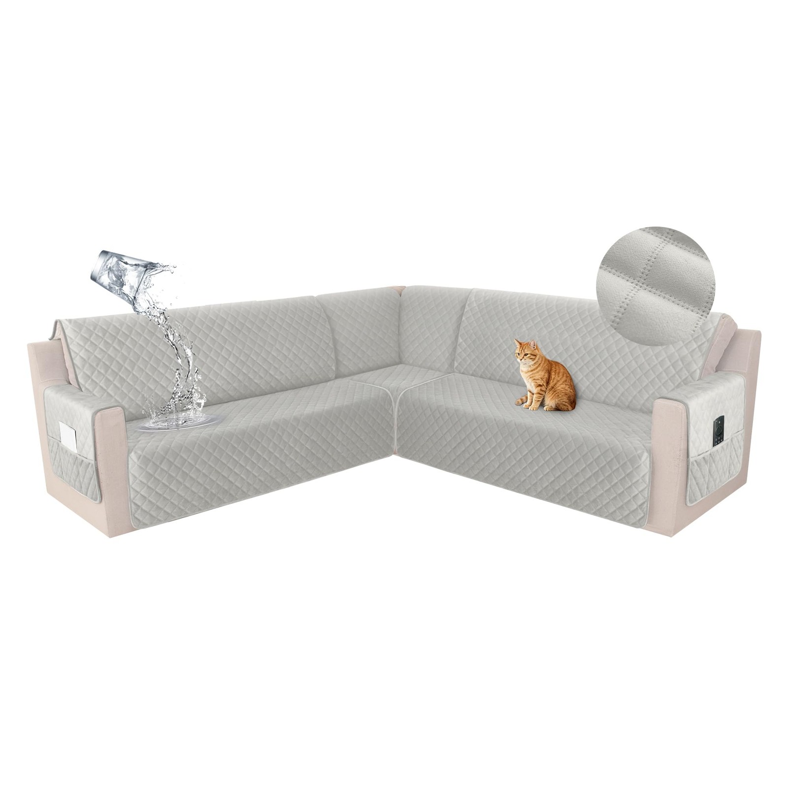 Waterproof Corner Sectional Couch Cover Velvet L Shape Sofa Covers for Pets D…