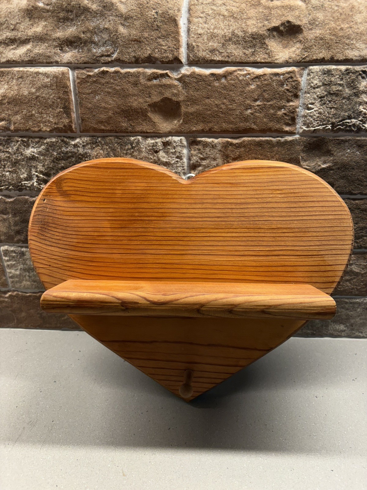 Vintage Heart Shaped Trinket Wood Shelf Key Peg Country Cottage Farmhouse Rustic