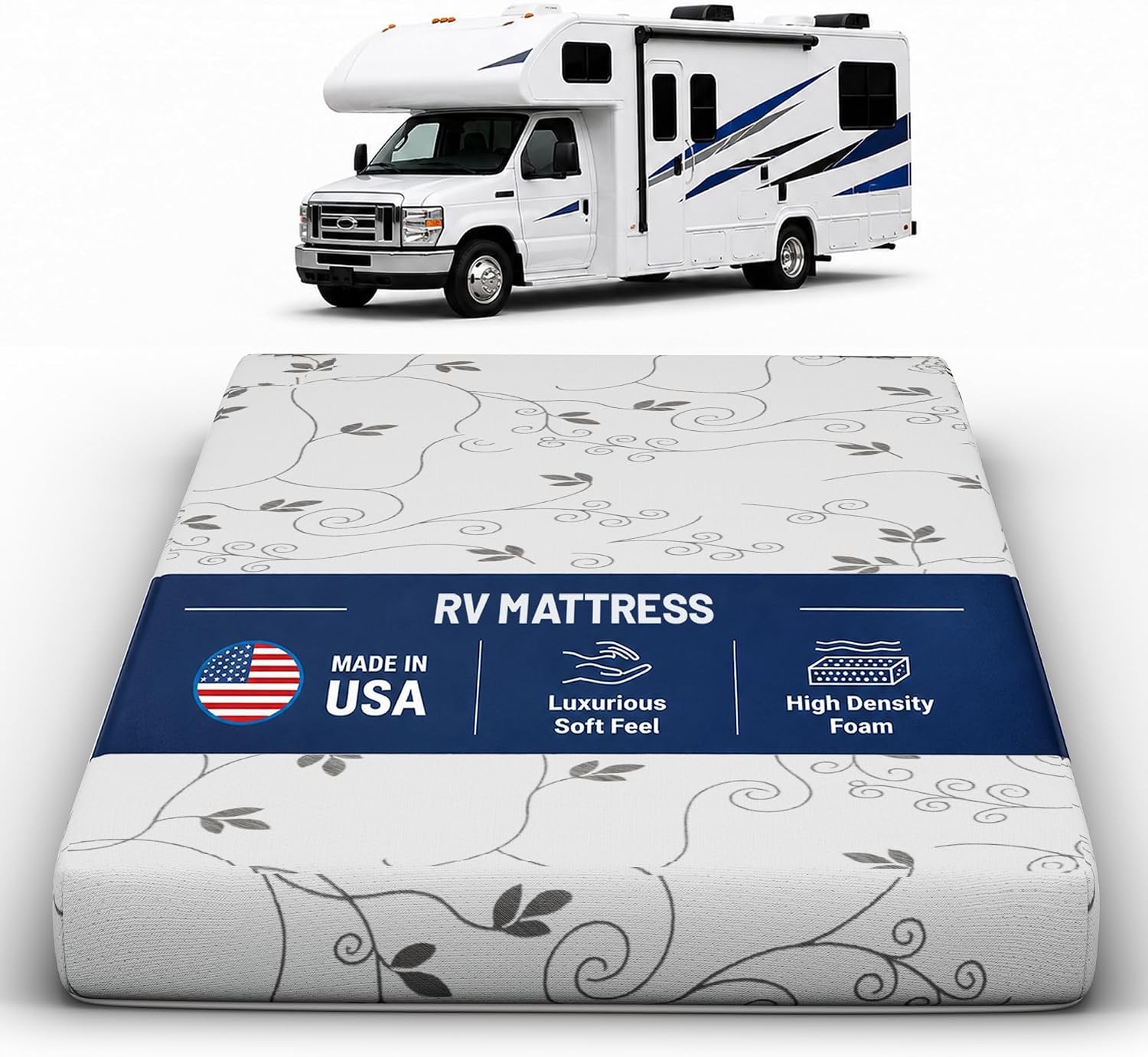 4-Inch High Density Foam RV Mattress Replacement, Medium Firm, Travel Camper