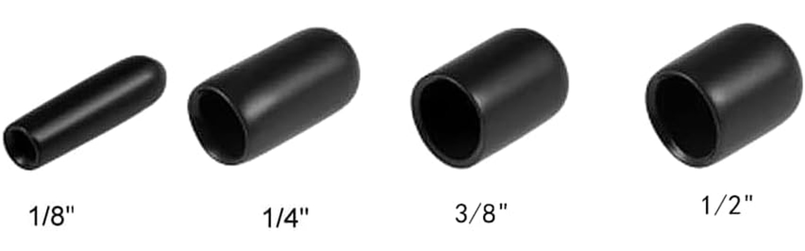 40pcs Rubber End Caps Assortment Kit 1/8 1/4 3/8 1/2 inch Black Vinyl Thread