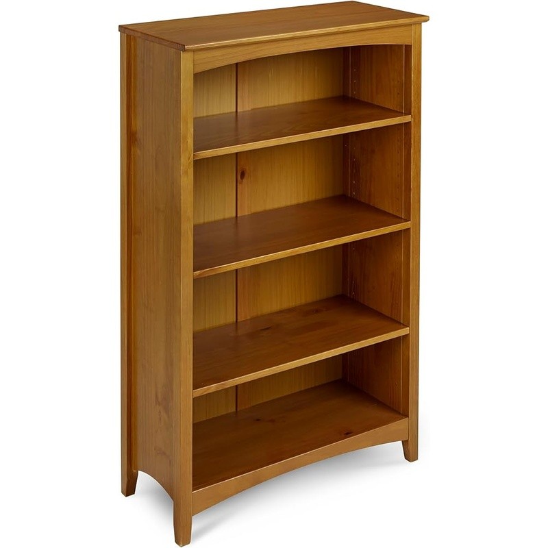 4 Shelf Bookcase Solid Wood Adjustable Shelving Closed Back Display Bookshelf