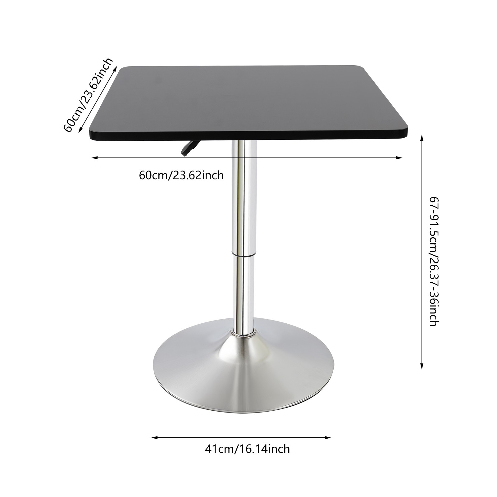 Modern Bar Table Height-Adjustable Pub Table 26.37-36Inches with Sturdy Base