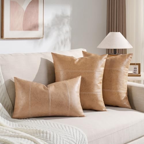 Fancy Homi 26×26 Pillow Covers Set of 2, Euro Pillow 26″ x 26″ (Pack of 2) Tan
